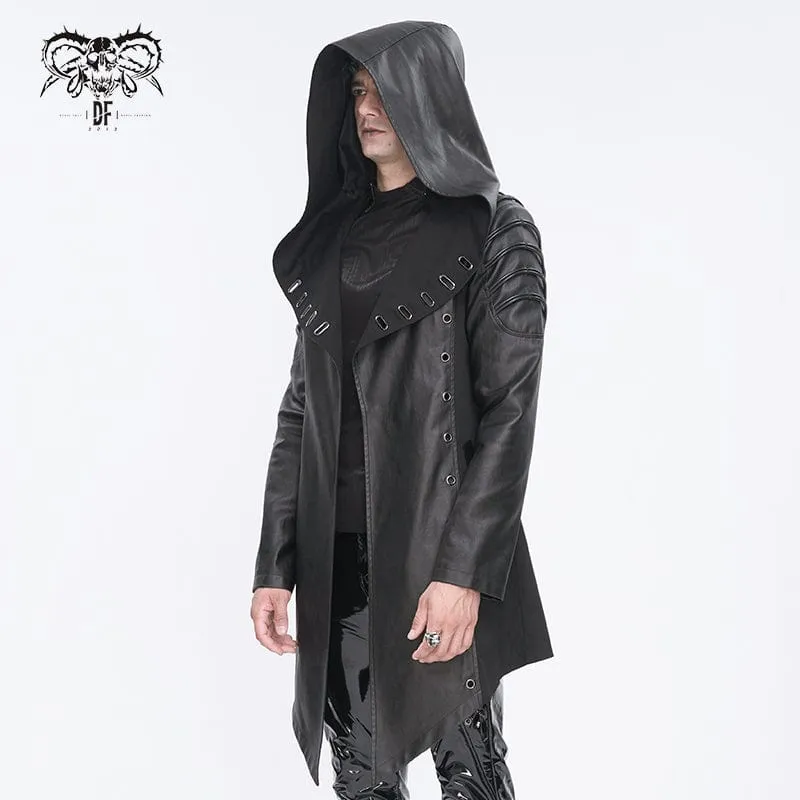 Men's Gothic Irregular Eyelet Jacket with Hood