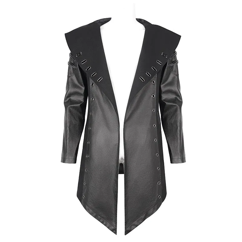 Men's Gothic Irregular Eyelet Jacket with Hood