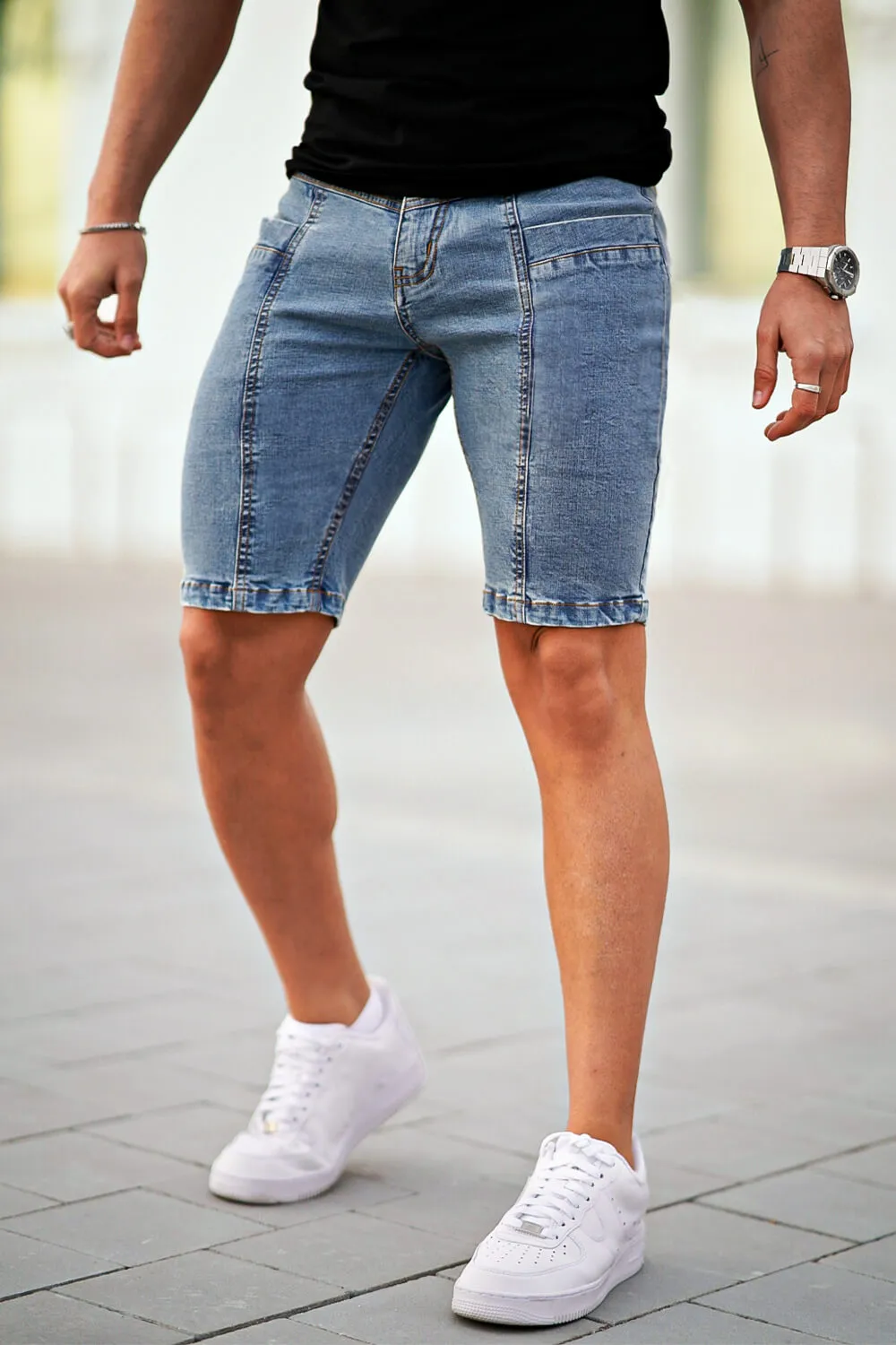 Men's Stretch Denim Short - Blue