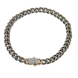 Men's Titanium Bracelet In 14k Gold With Diamonds