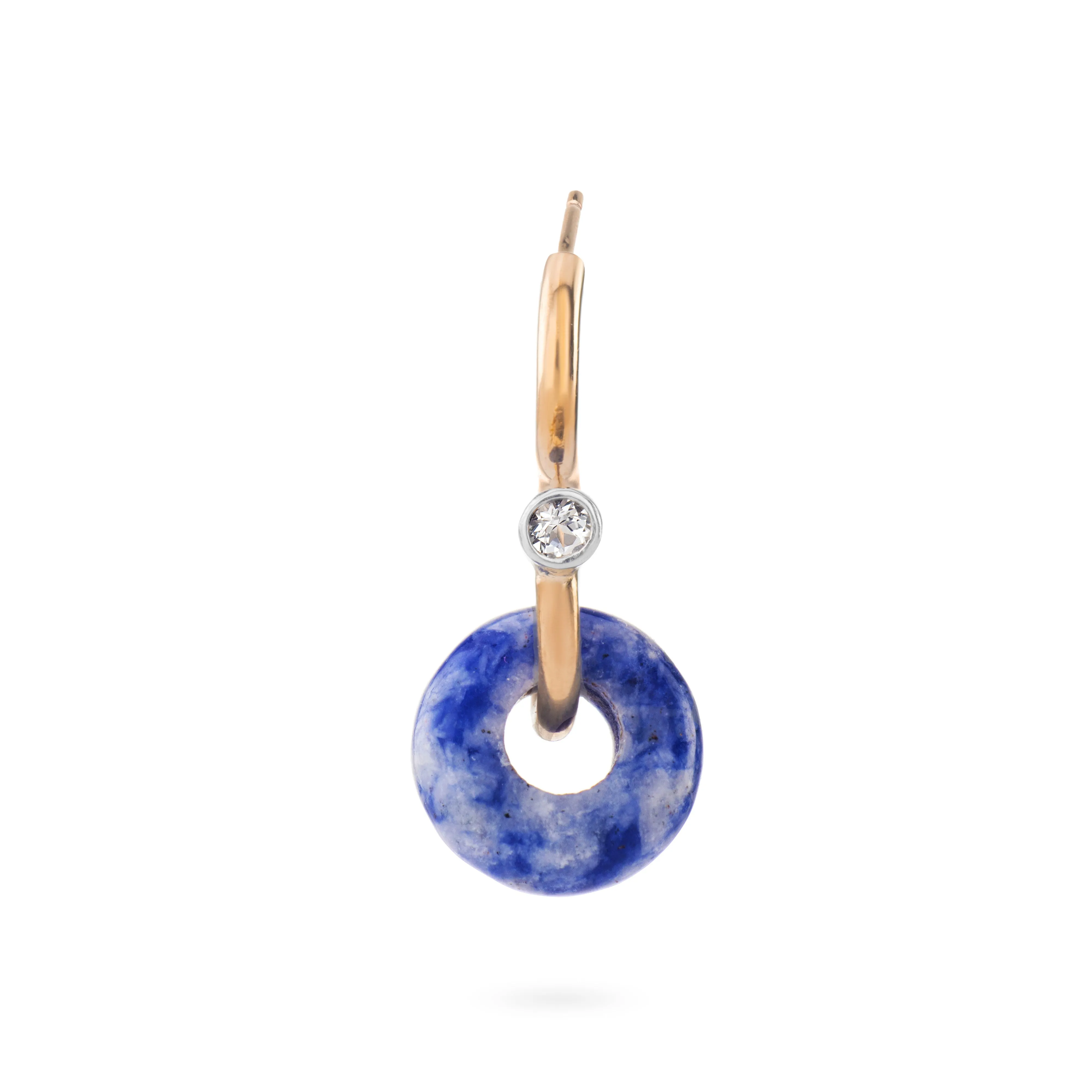 Mini Poise Sodalite 9kt Gold Earring