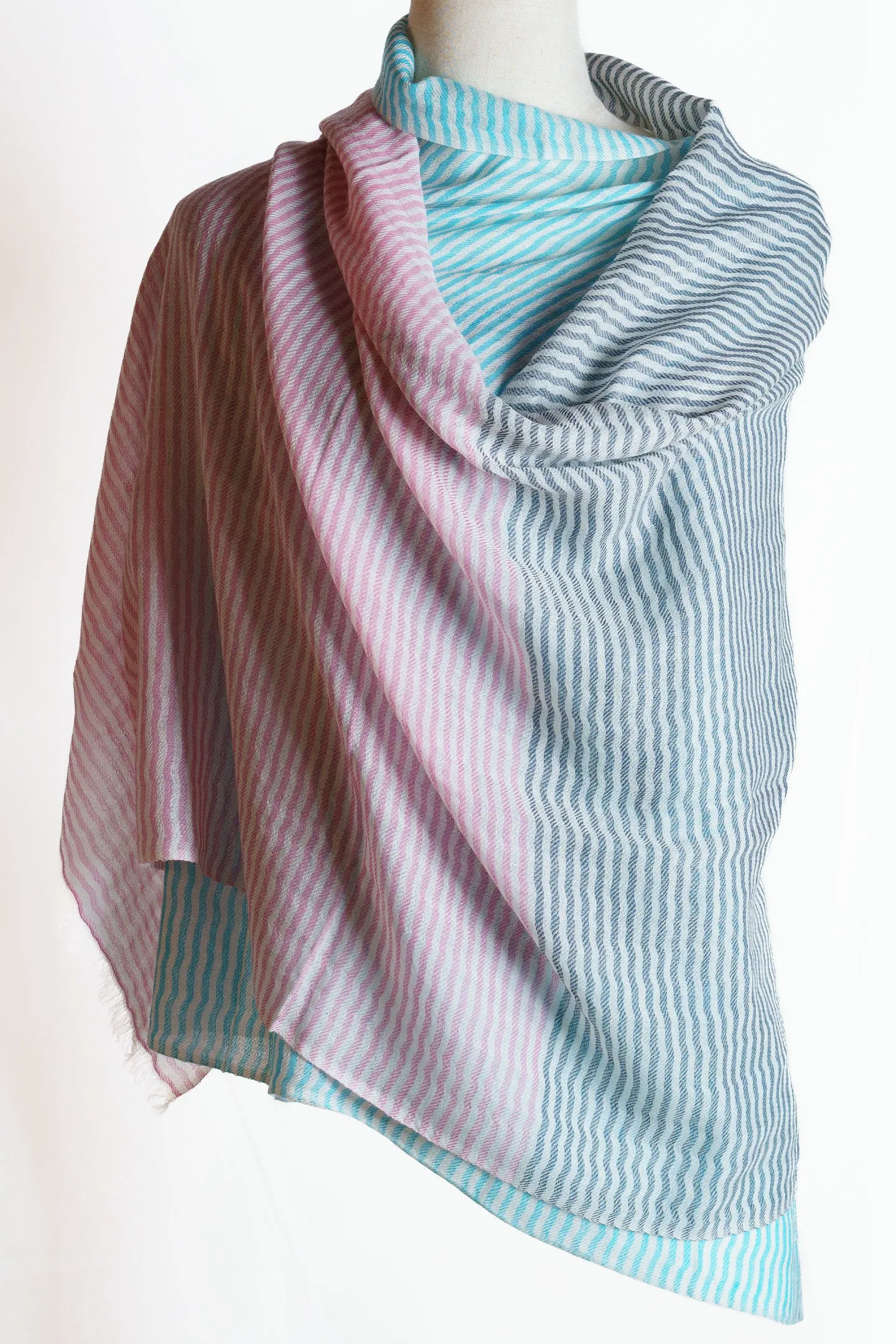 Multi Colored Stripe Cashmere Wrap Shawl