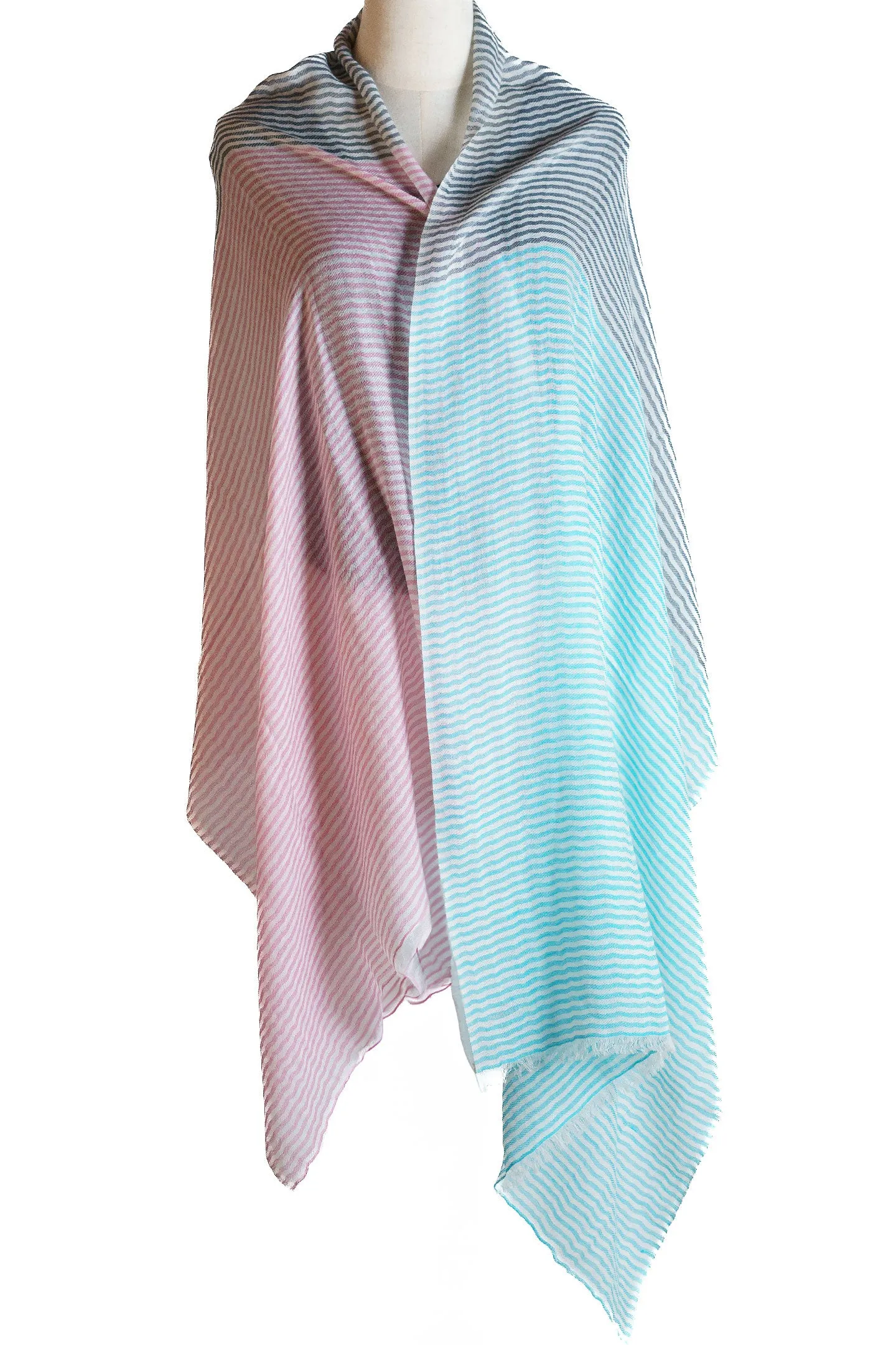 Multi Colored Stripe Cashmere Wrap Shawl