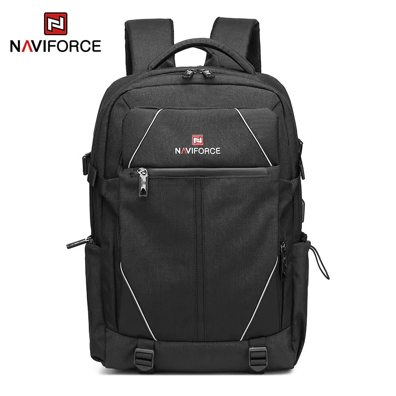 NAVIFORCE Fashion Backpacks Large Capacity Business Casual Travel USB Charging Bag Laptop Notebook Backpack NFB6808