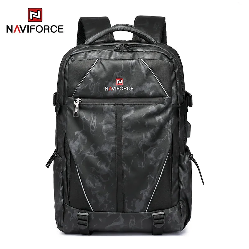 NAVIFORCE Fashion Backpacks Large Capacity Business Casual Travel USB Charging Bag Laptop Notebook Backpack NFB6808