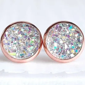 Opal On Rose Gold - Stud Earrings