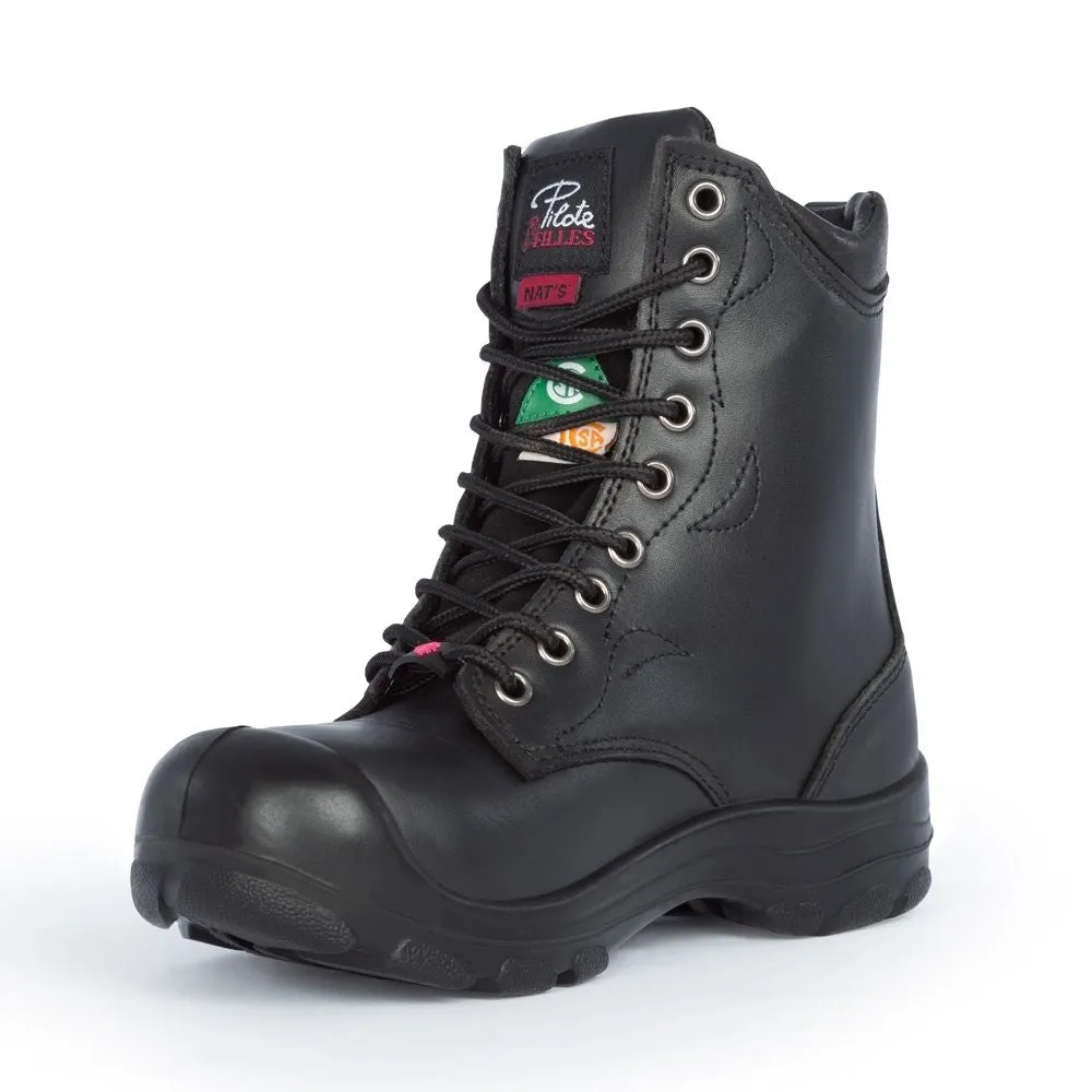 P&F S552 Women's 8" Steel Toe Leather Work Boot - Black