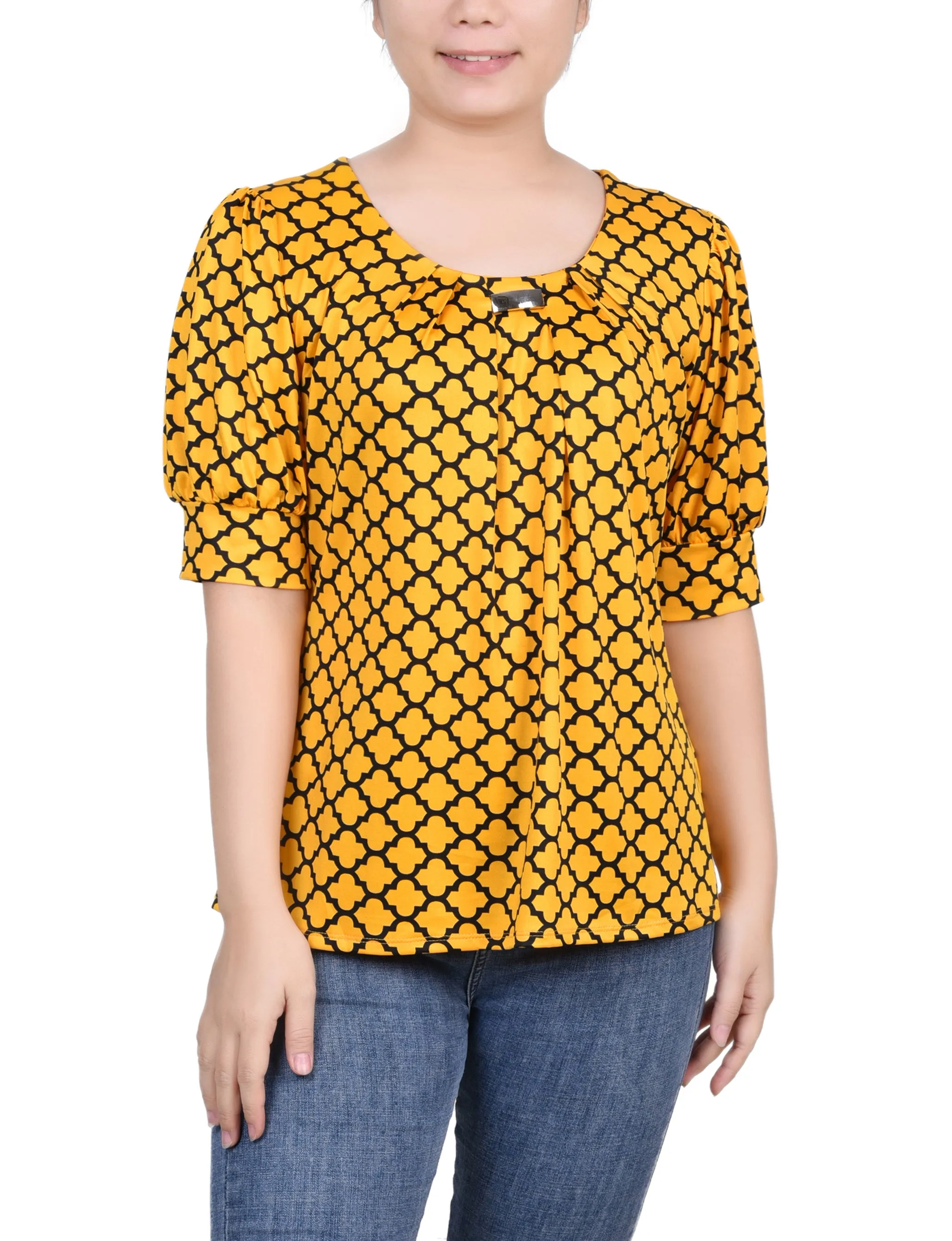 Petite Short Sleeve Balloon Sleeve Top