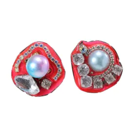 Pink Rhinestone Studs