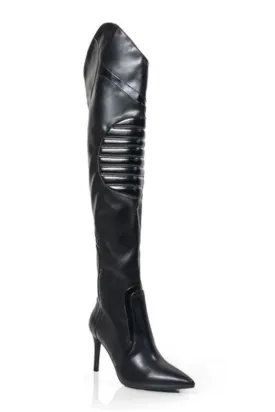 Pointed Toe MotorSport Over Knee High Boots