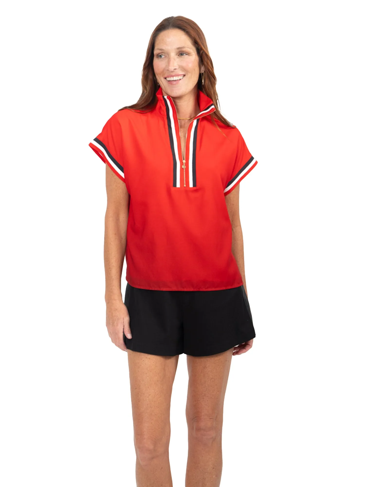 Poppy Pullover - Red Varsity Ombre