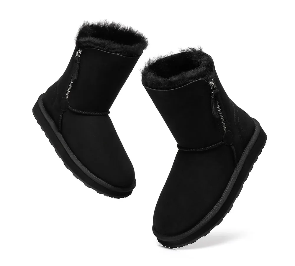 Sheepskin Zipper Short Women Boots Zipporah