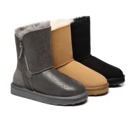 Sheepskin Zipper Short Women Boots Zipporah