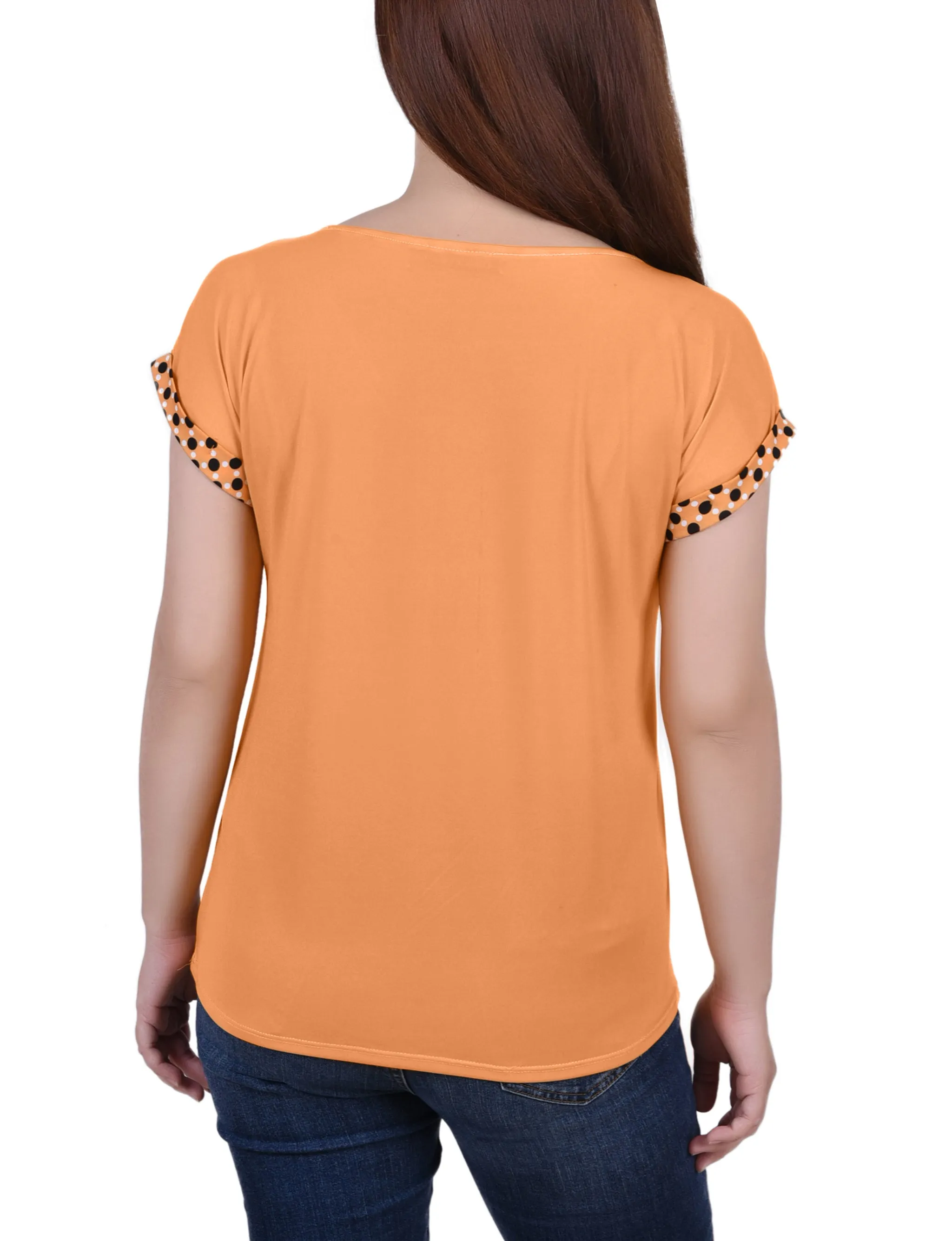 Short Sleeve 1/2 Zip Knit Top