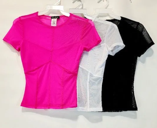 Short Sleeve Chest Detail Mesh Top