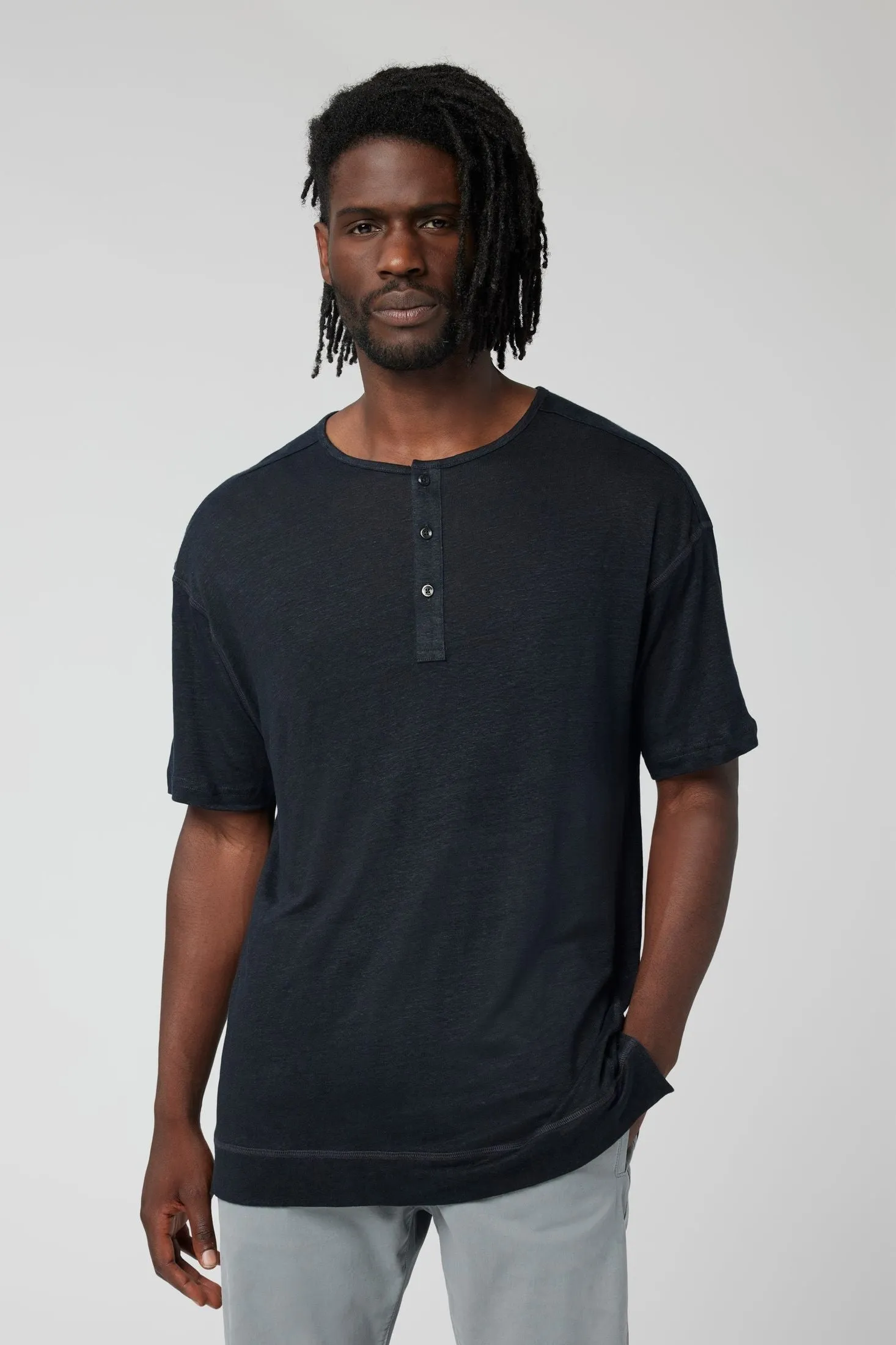 Short Sleeve Henley | Linen