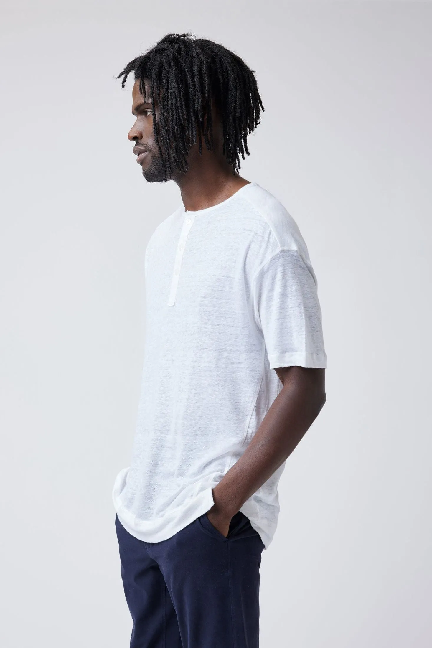 Short Sleeve Henley | Linen