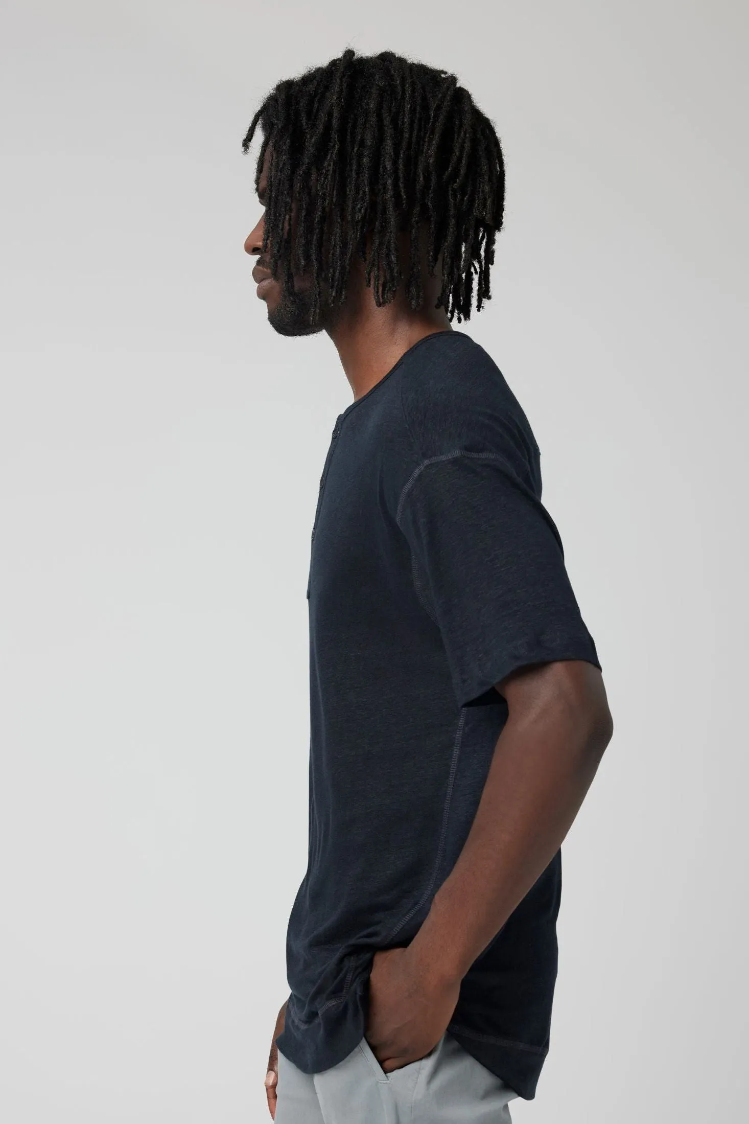 Short Sleeve Henley | Linen