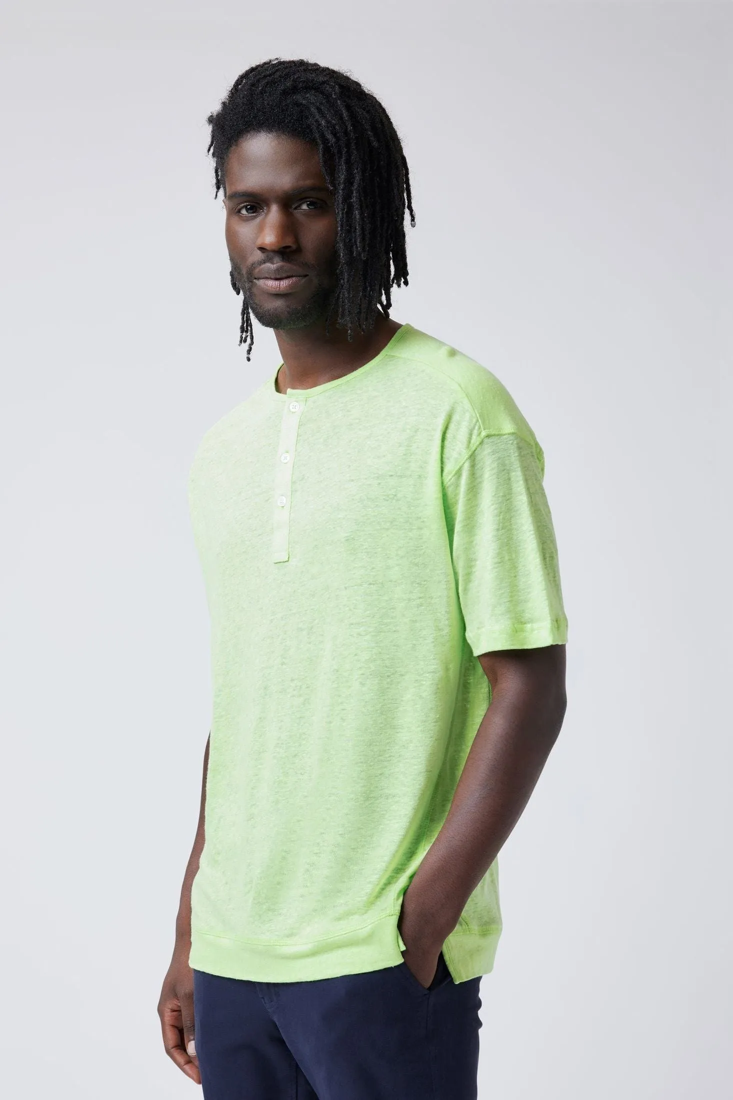 Short Sleeve Henley | Linen