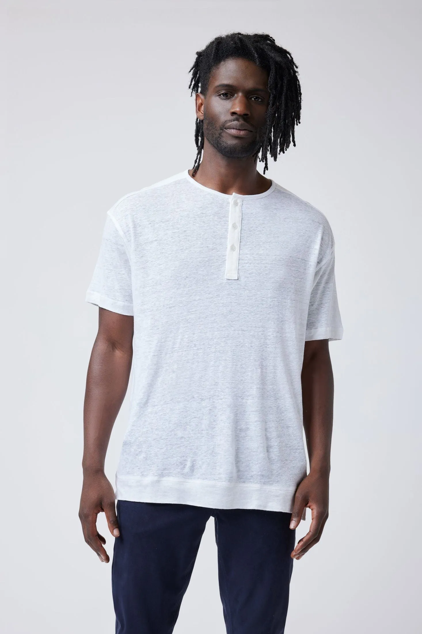 Short Sleeve Henley | Linen