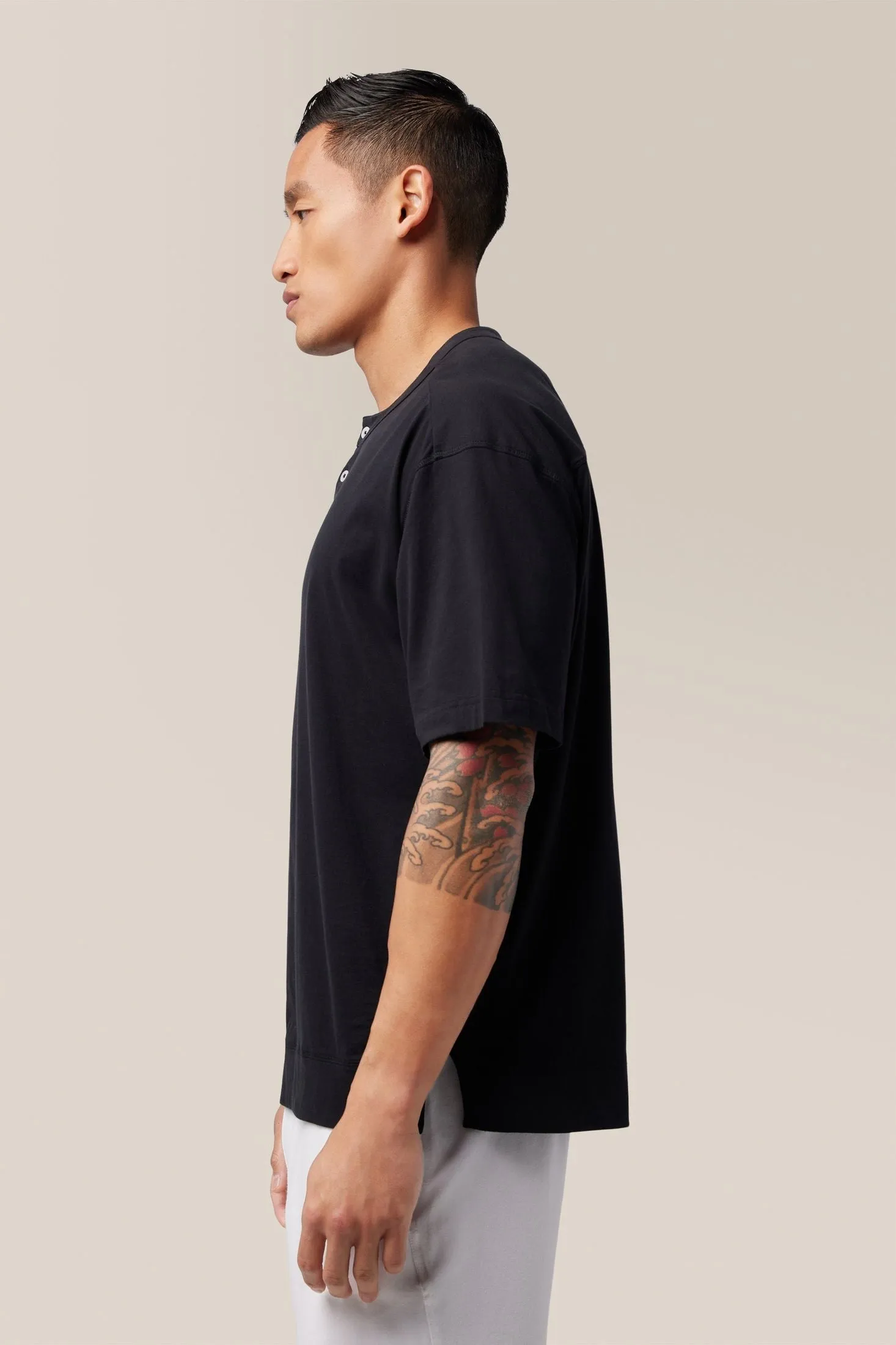 Short Sleeve Henley | Soft Slub Jersey