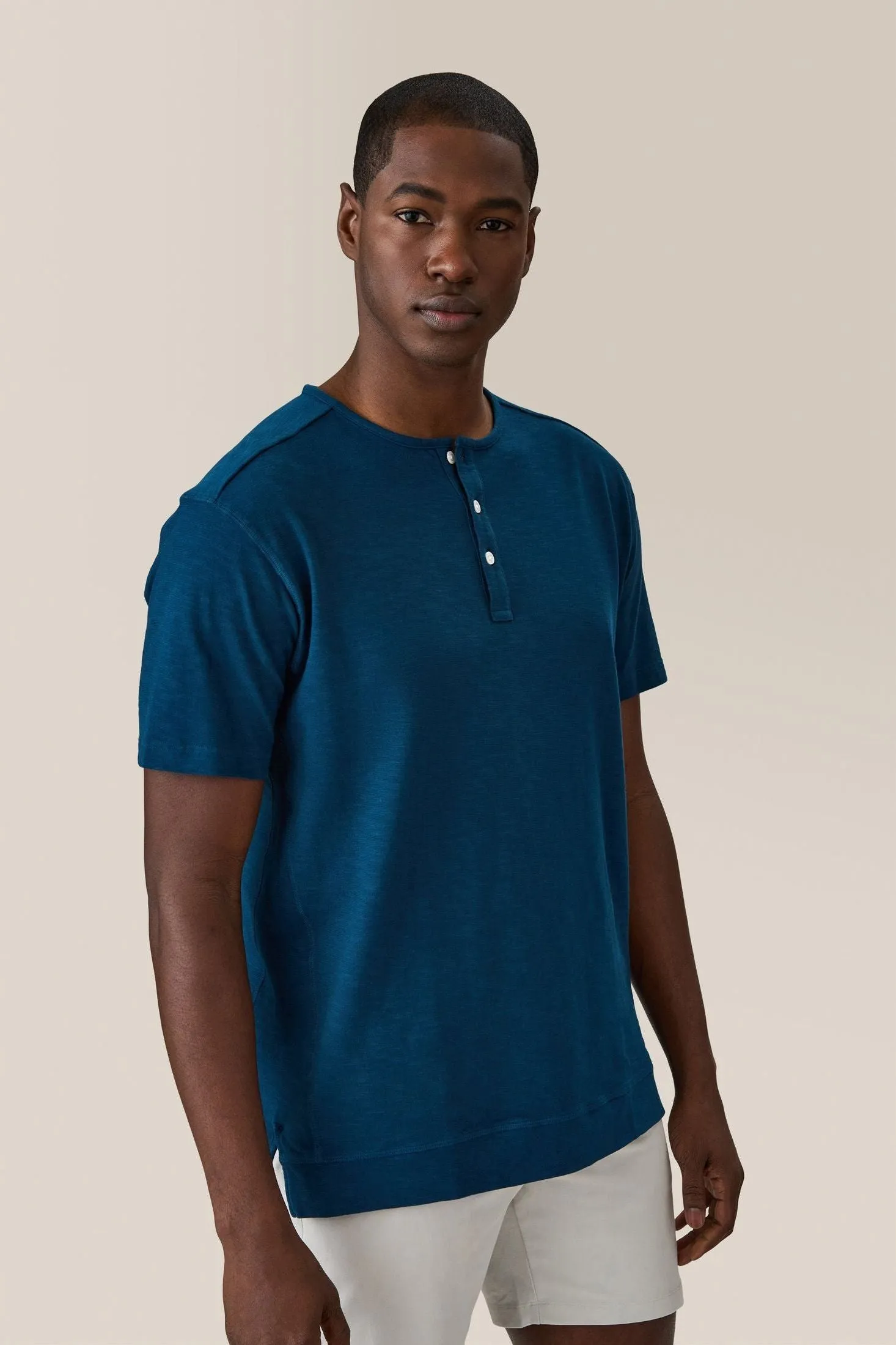 Short Sleeve Henley | Soft Slub Jersey