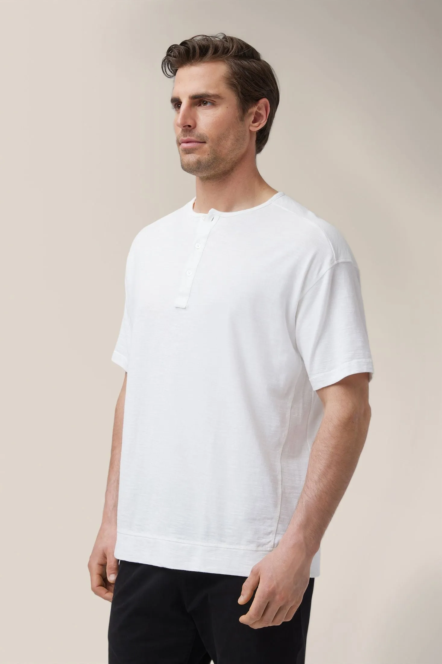 Short Sleeve Henley | Soft Slub Jersey