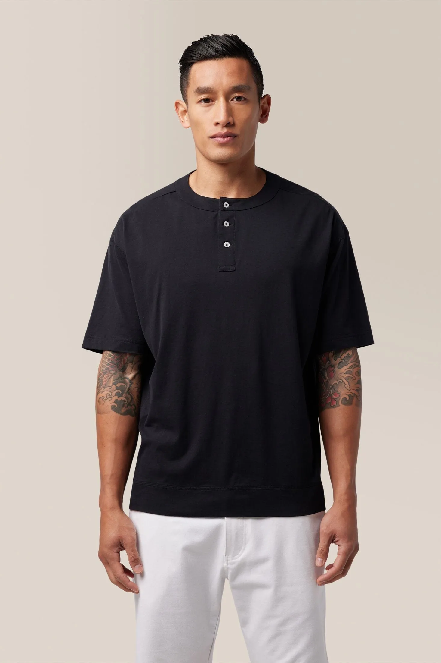 Short Sleeve Henley | Soft Slub Jersey