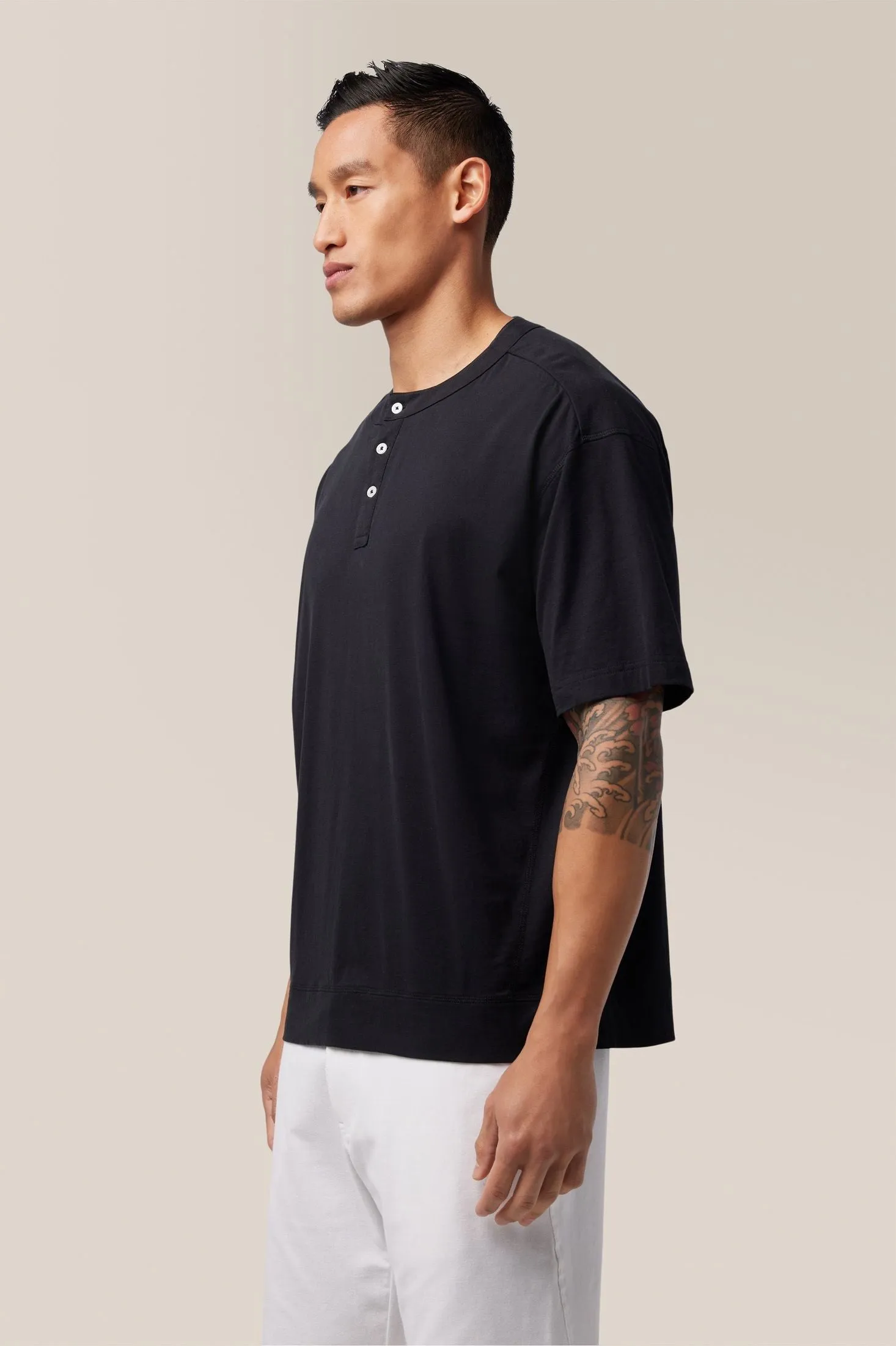 Short Sleeve Henley | Soft Slub Jersey