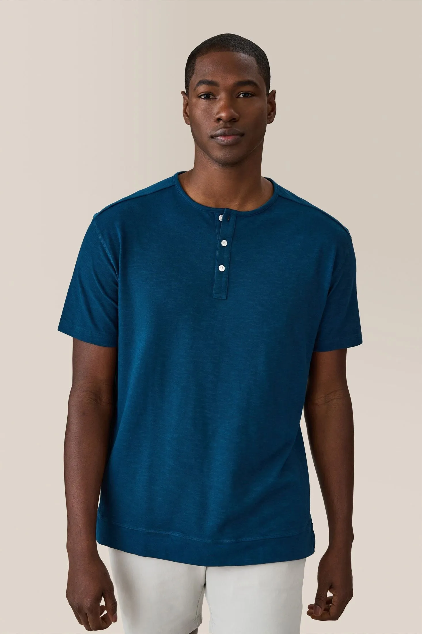 Short Sleeve Henley | Soft Slub Jersey