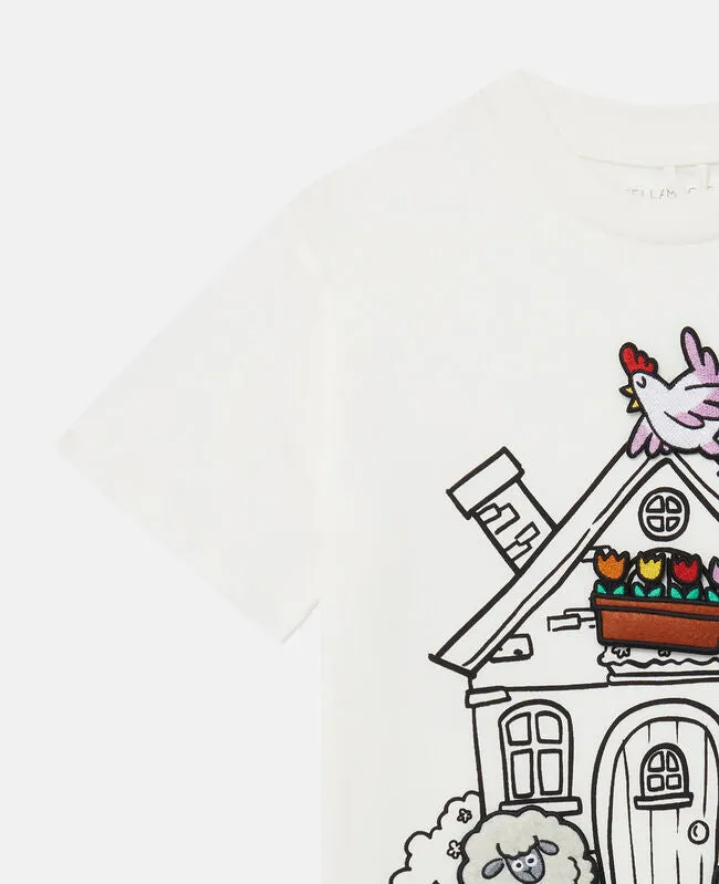 Stella Mccartney Kids White T-Shirt With House Print