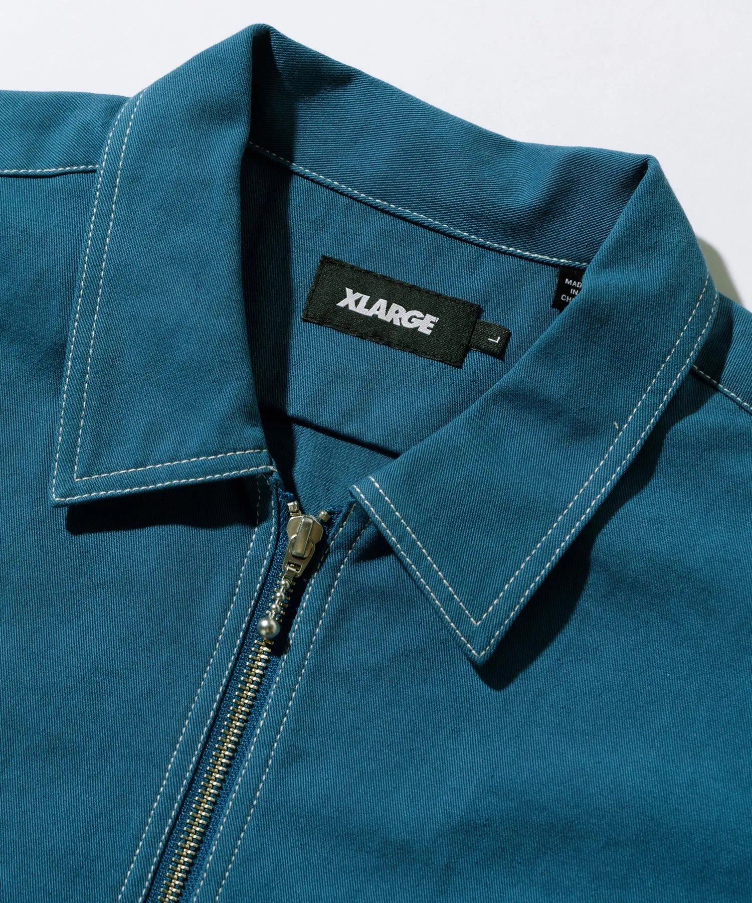 STITCHED ZIP UP S/S WORK SHIRT