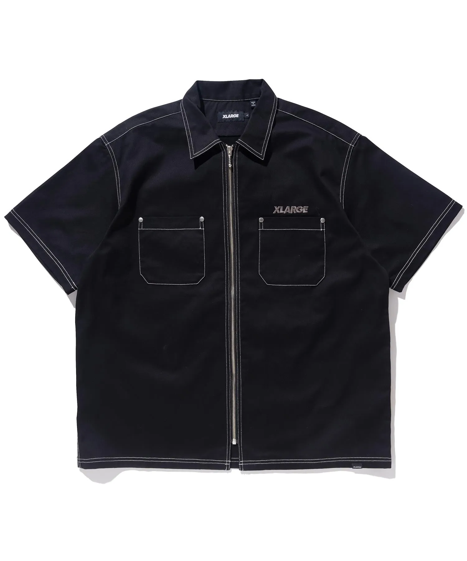 STITCHED ZIP UP S/S WORK SHIRT