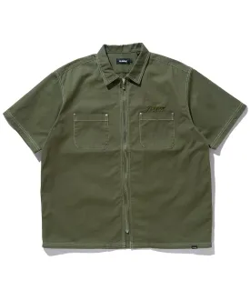 STITCHED ZIP UP S/S WORK SHIRT