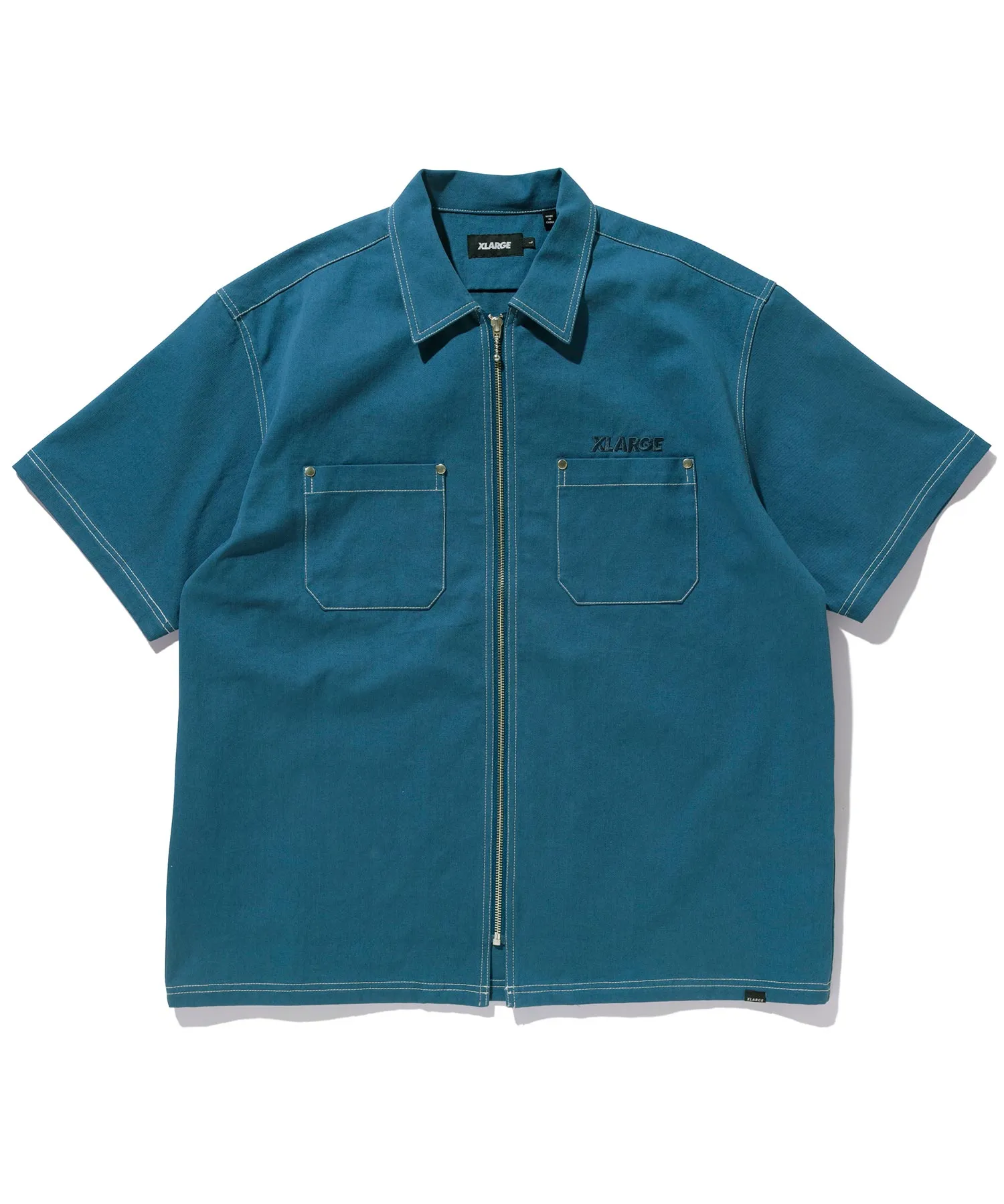 STITCHED ZIP UP S/S WORK SHIRT