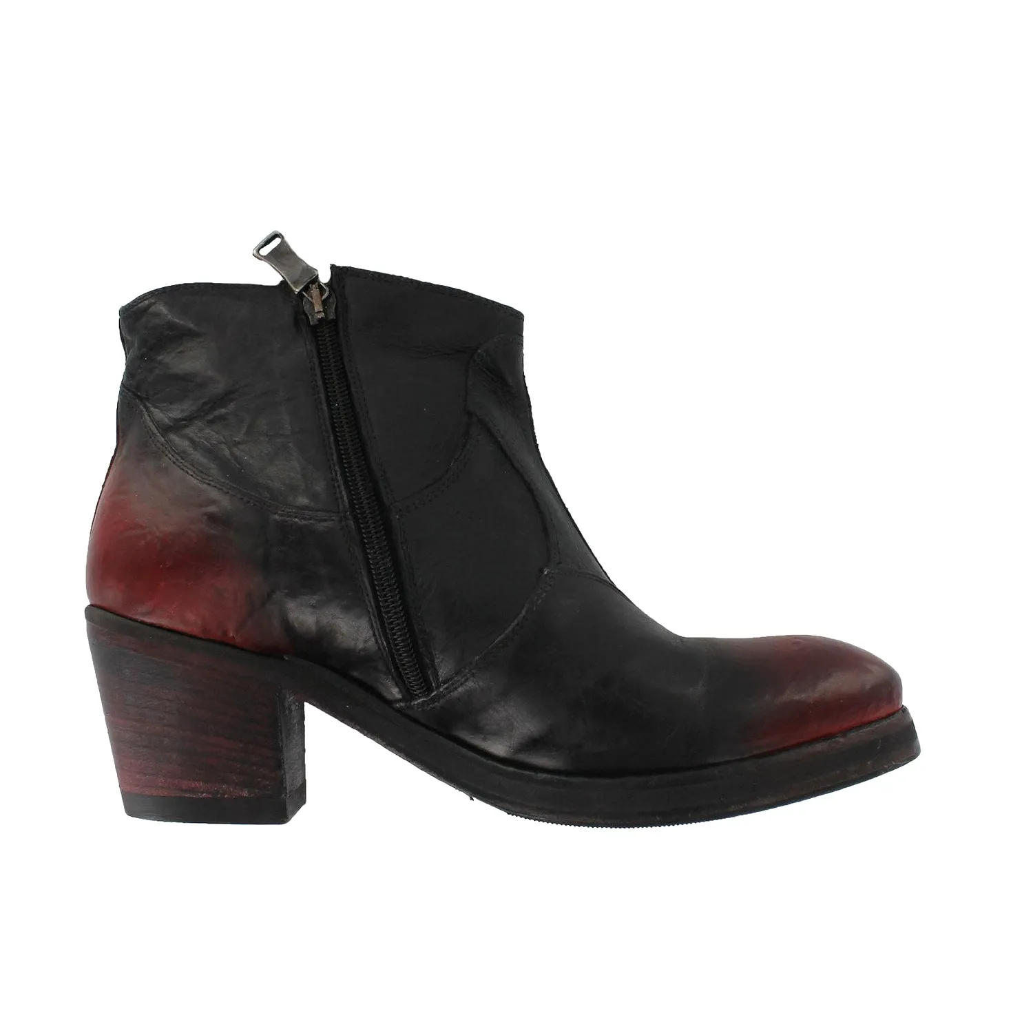 TaniaB - Black Ankle Boot With Cherry Red Toe Cap