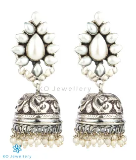 The Aarzoo Silver Gemstone Jhumka(Pearl)