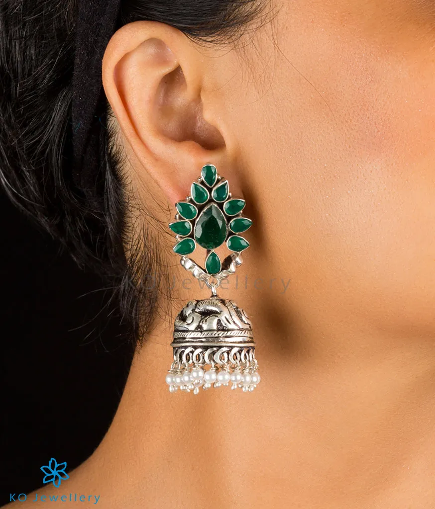 The Aarzoo Silver Gemstone Jhumka(Pearl)