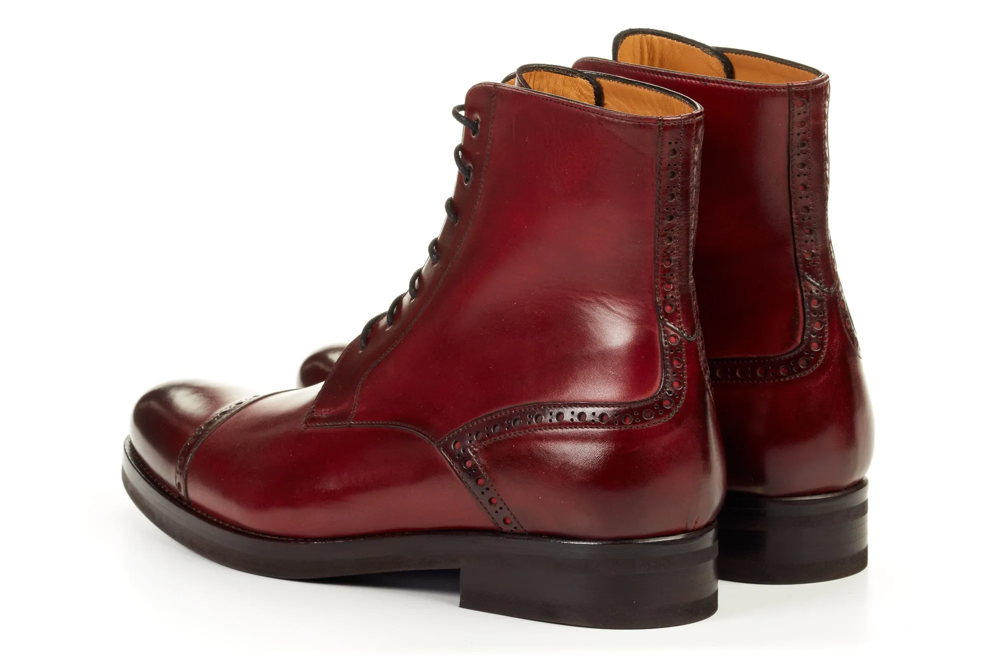 The Presley Lace-Up Boot - Oxblood - Rubber Sole