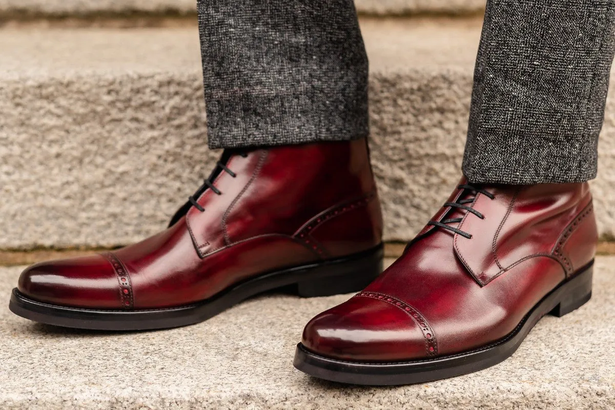 The Presley Lace-Up Boot - Oxblood - Rubber Sole