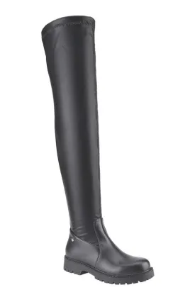 Thigh High PU Lug Sole Boot