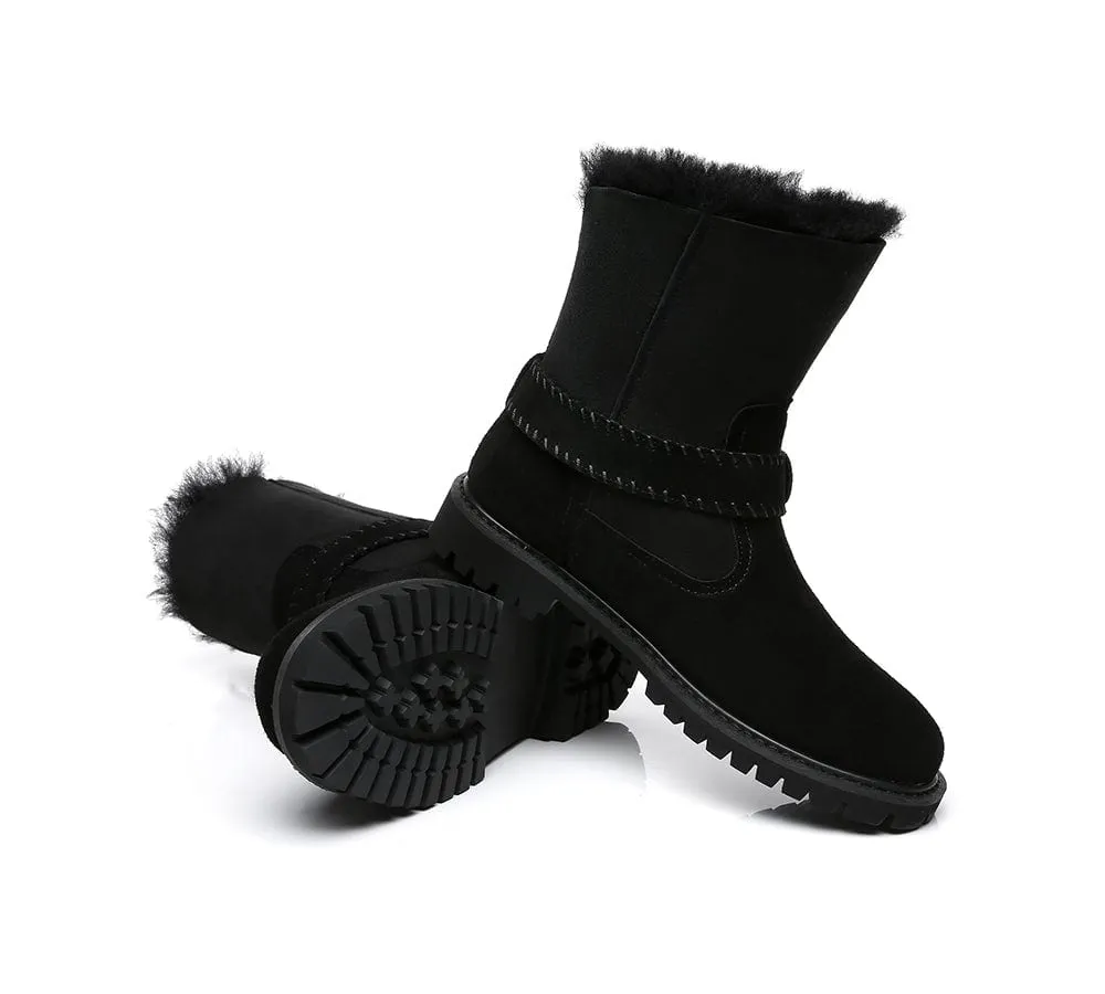 UGG Boots Women Sheepskin Wool Mid Calf Fashion Boots Sarah