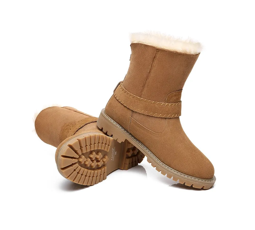 UGG Boots Women Sheepskin Wool Mid Calf Fashion Boots Sarah