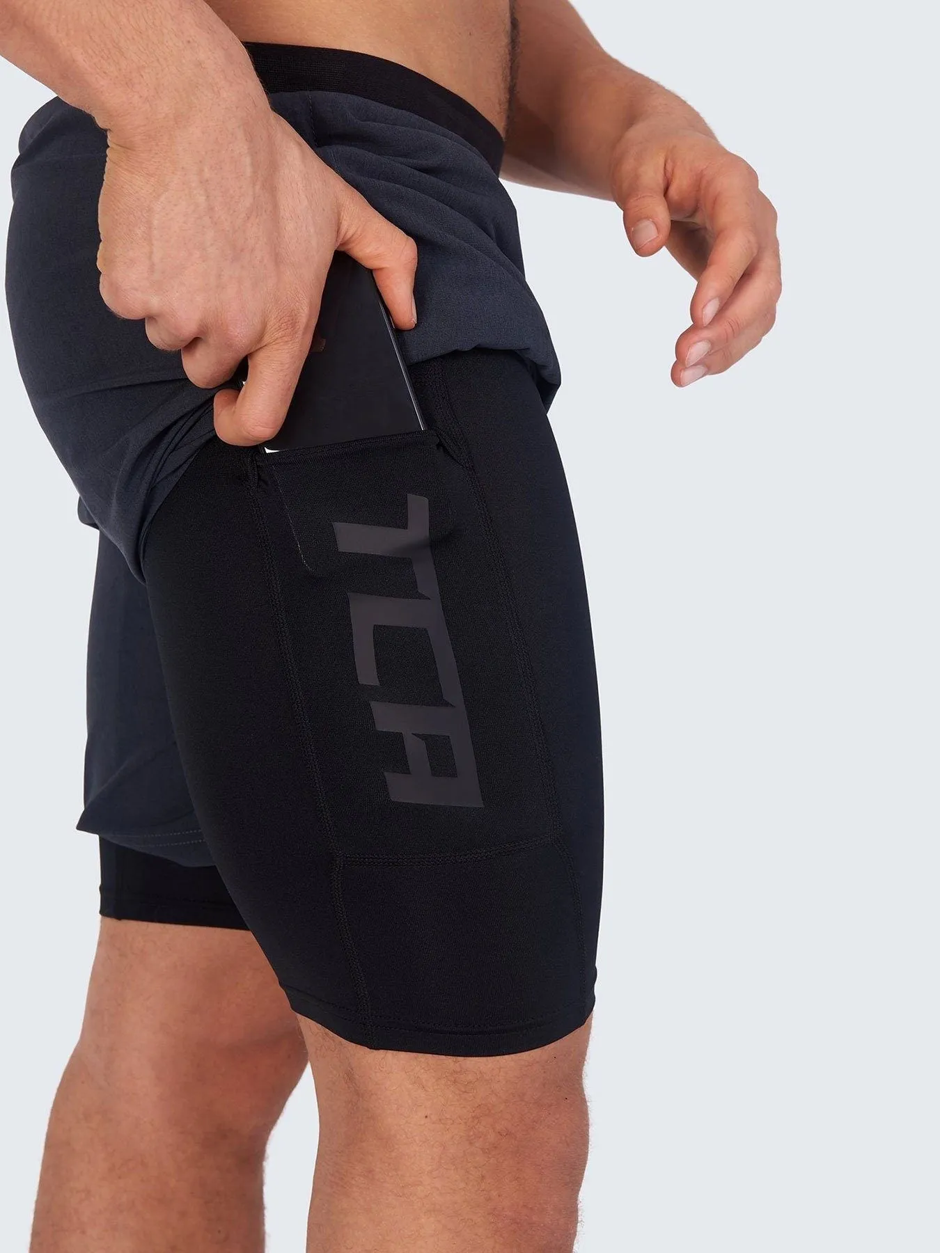 Utility 2-in-1 Running Short For Men With Side Zip Pockets, Internal Compression Lining With Pocket & Elastic Waistband