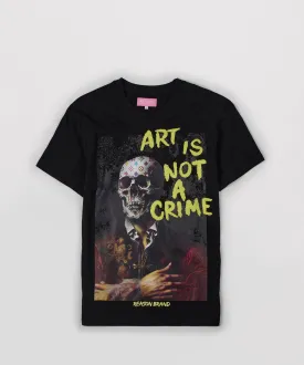 Women Art Is Not A Crime Short Sleeve Tee - Black