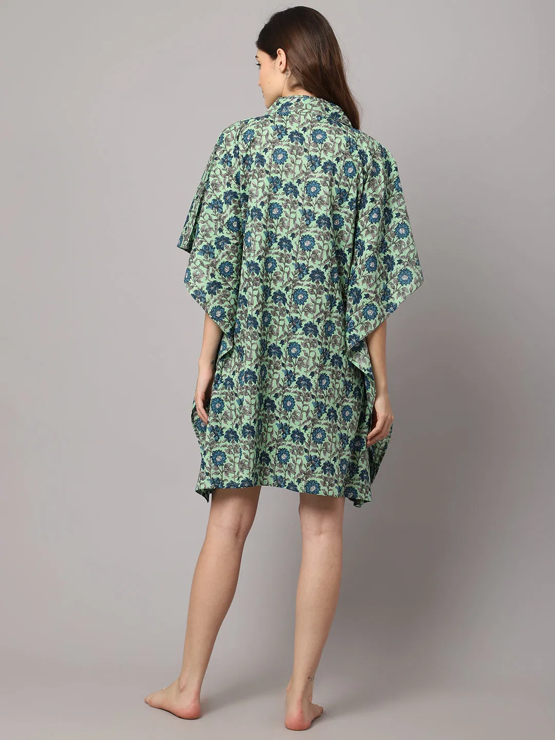 Women's Floral Print Short kaftan With Pocket