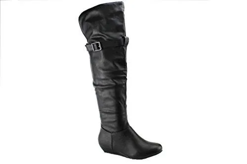 Women's Karyn's BDW-11 Tall Ruched Over-the-Knee Wedge Boots